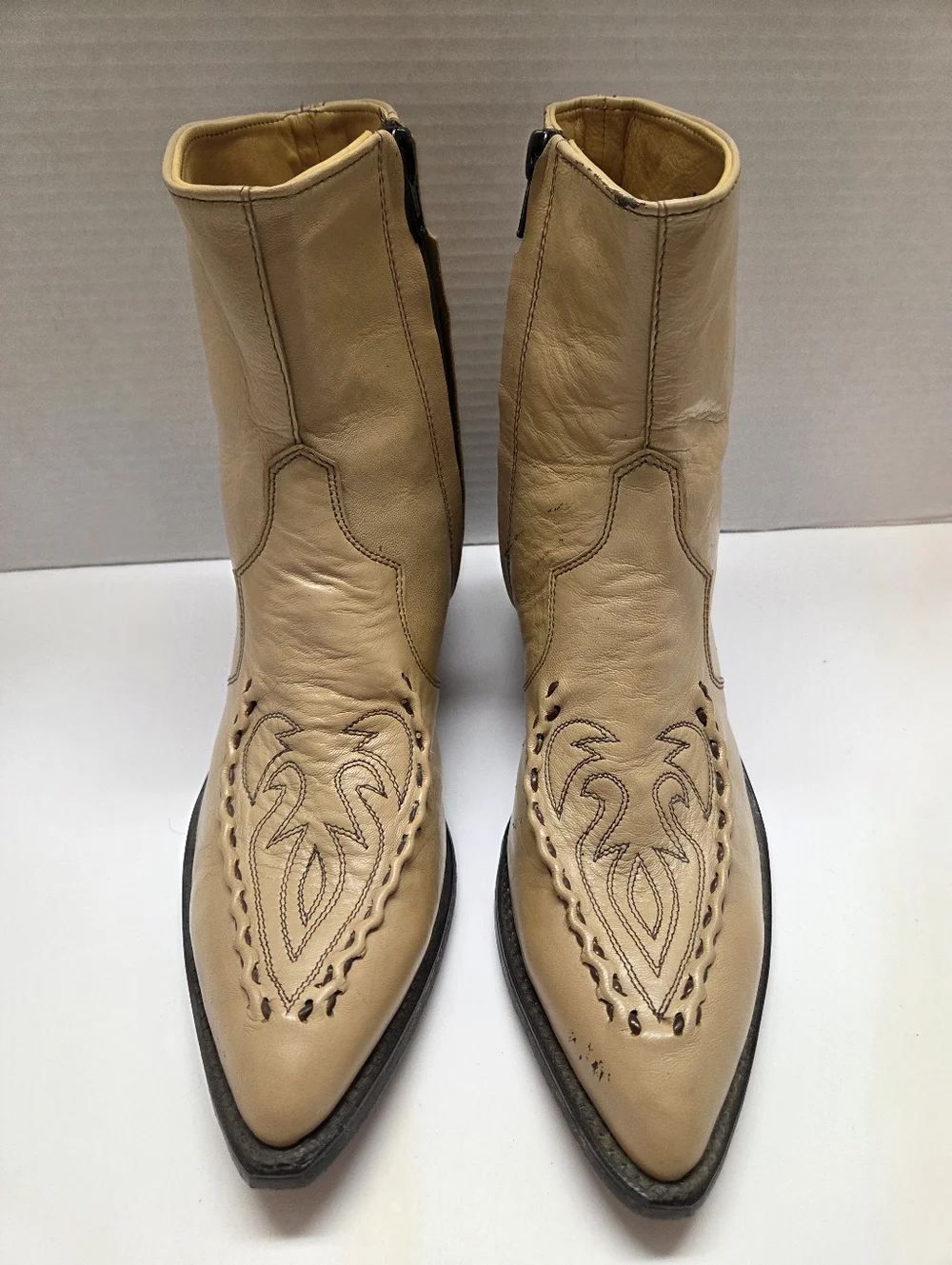 Vintage Abilene Tan Leather Cowboy Boots Men's 7.5 / Women's 9